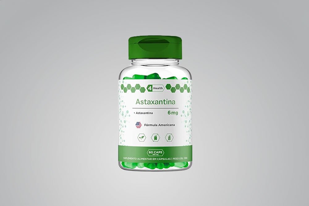 ASTAXANTINA 6MG 60 CÁPSULAS, TECNOLOGIA IMPORTADA, ANTIOXIDANTE – 4 HEALTH