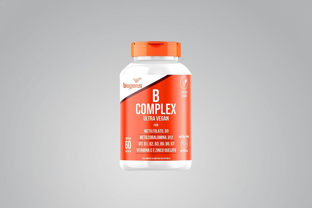 VITAMINAS DO COMPLEXO B, VEGANO, METILFOLATO, METIL B12, B1, B2, B3, B5, B6, B7, C, ZINCO, 60 CAPSULAS, BIOGENS